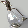 Оригинальный подарок - хрустальный декантер в виде утки, серебро, хрусталь